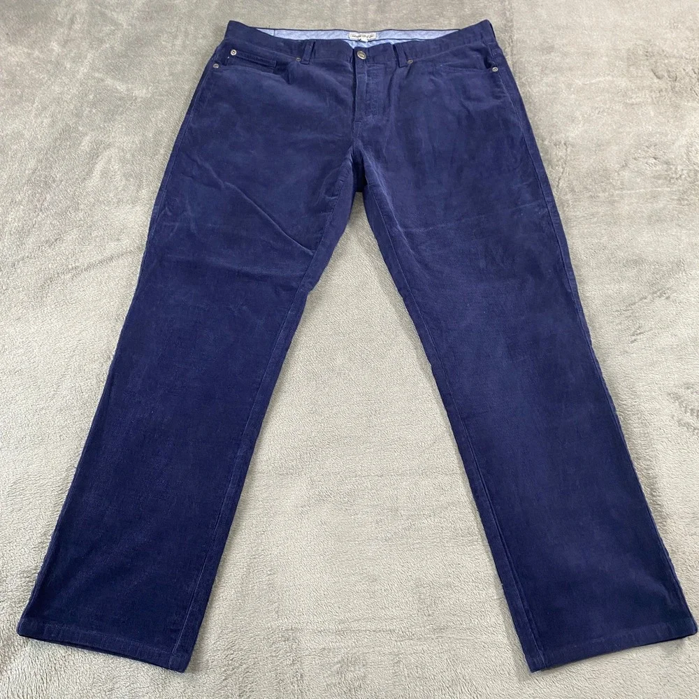 Peter Millar Corduroy Pants Mens 36 Navy Blue Straight Leg 5-Pocket Preppy